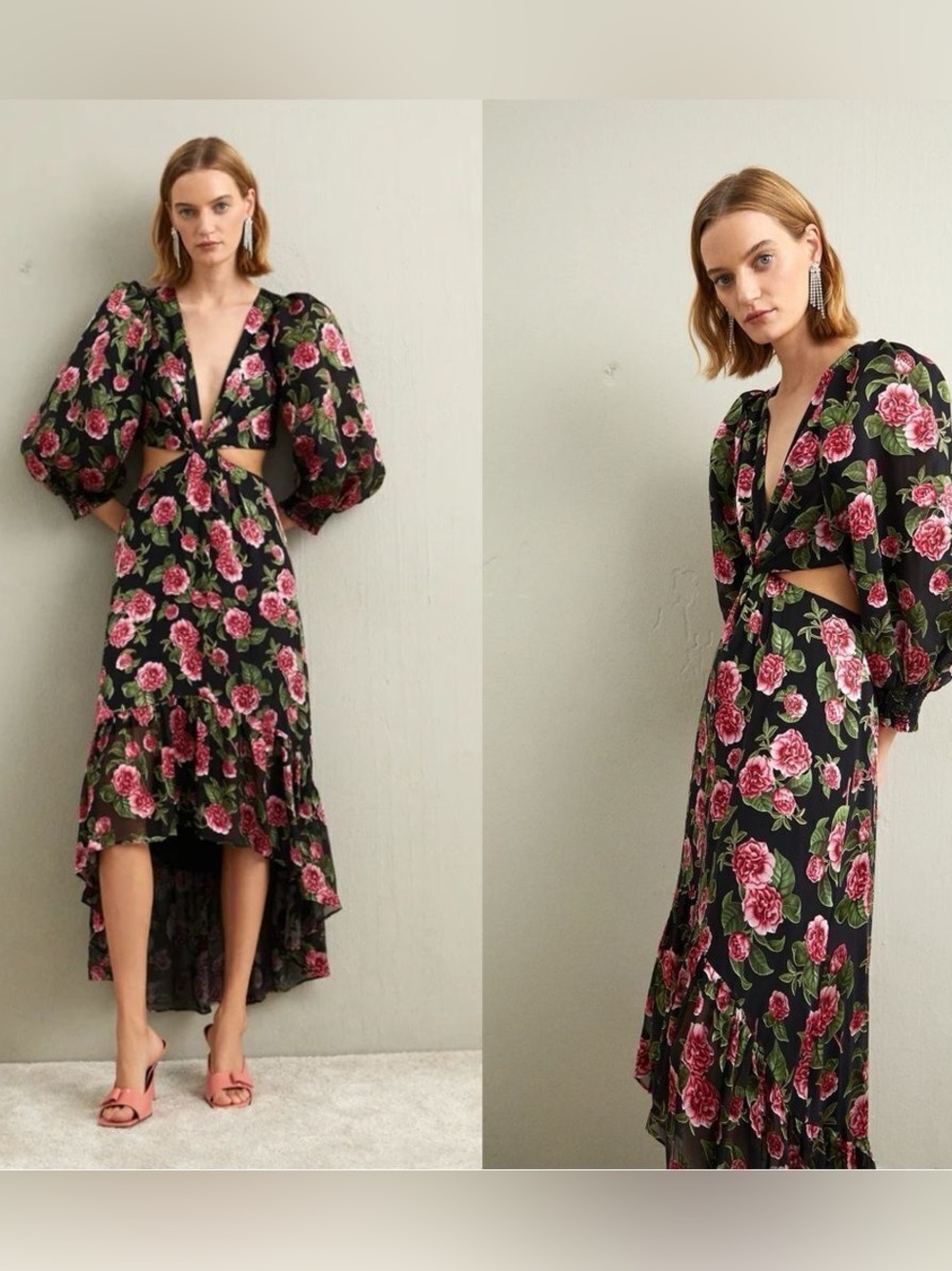 NWT $795 Alice + Olivia Katia Twist-Front Cutout Maxi Dress